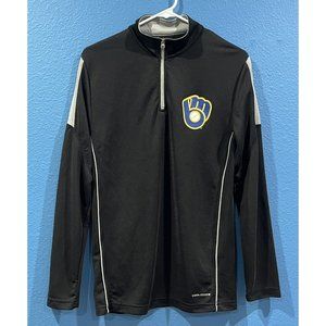 Majestic Cool Base MLB Milwaukee Brewers Quarter Zip Pullover Sweatshirt Small